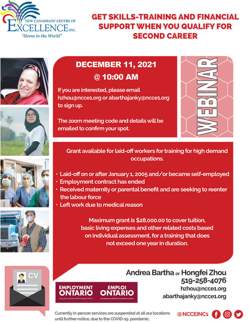 Get Skills-Training & Financial Support When You Qualify for Second Career Flyer