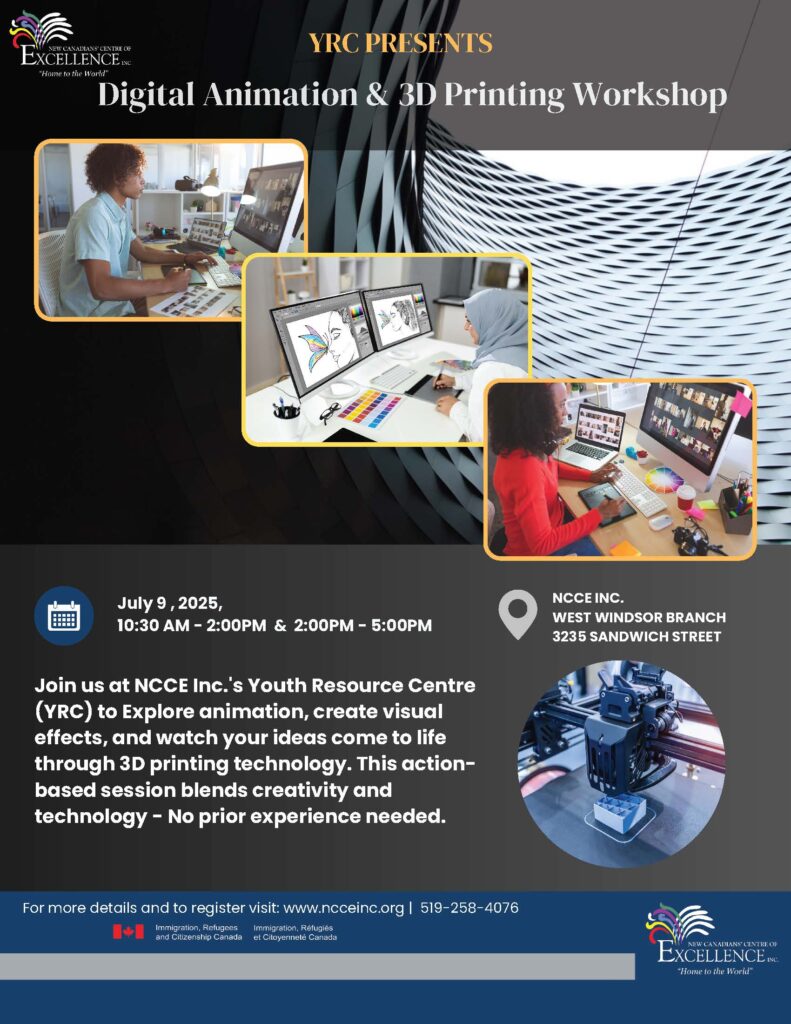 Digital Animation & 3D Printing Workshop @ NCCE Inc. Windsor-WEST Branch | Windsor | Ontario | Canada