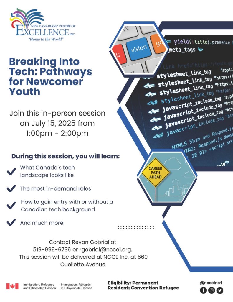 Breaking Into Tech: Pathways for Newcomer Youth @ NCCE Inc. - Main Branch | Windsor | Ontario | Canada