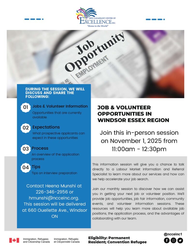 Job & Volunteer Opportunities in Windsor Essex Region @ NCCE Inc. - Main Branch | Windsor | Ontario | Canada