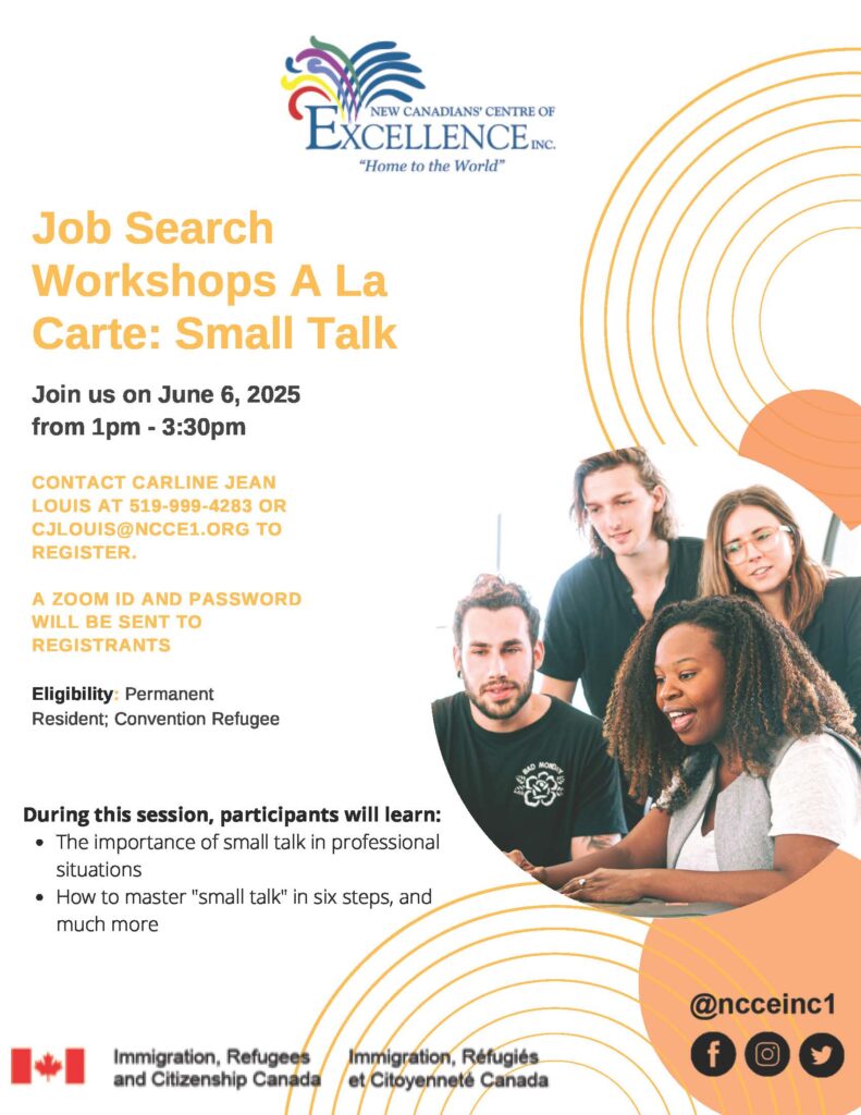 Job Search Workshops A La Carte: Small Talk @ NCCE Inc. - Main Branch | Windsor | Ontario | Canada