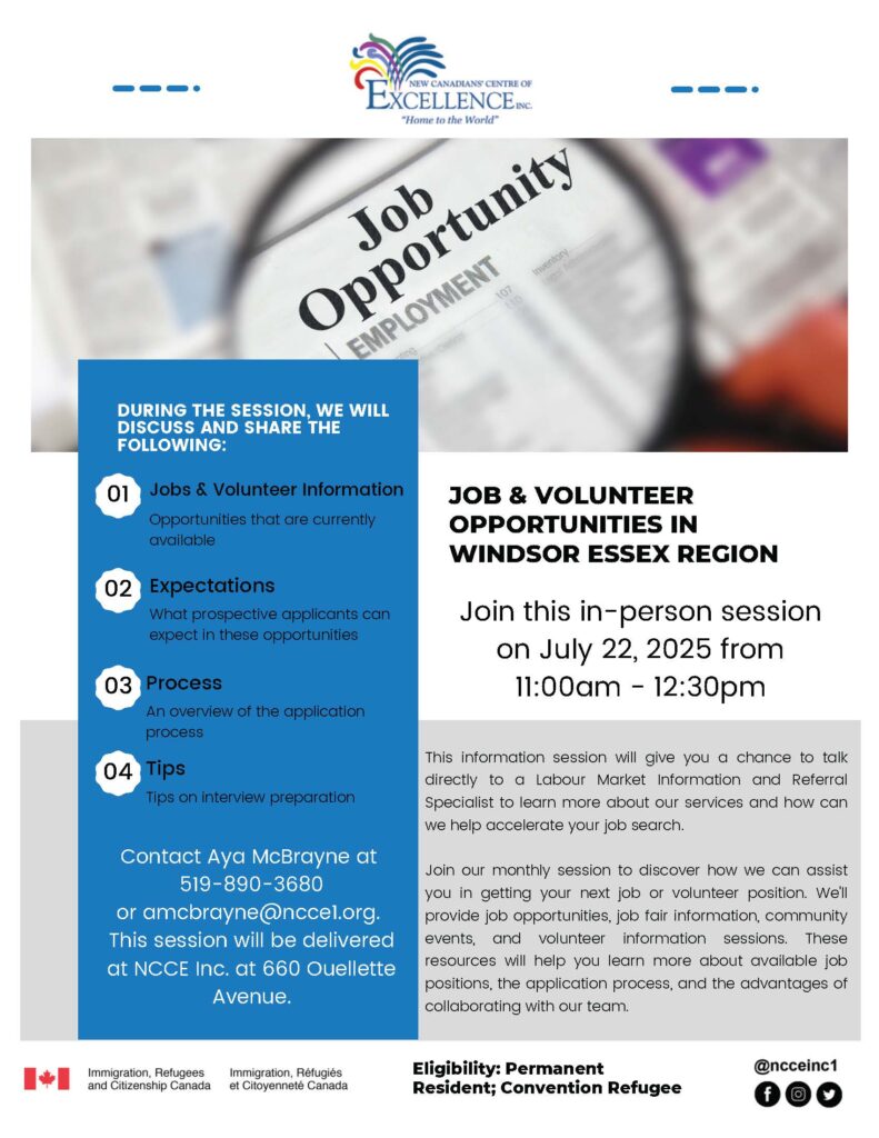 Job & Volunteer Opportunities in Windsor Essex Region @ NCCE Inc. - Main Branch | Windsor | Ontario | Canada