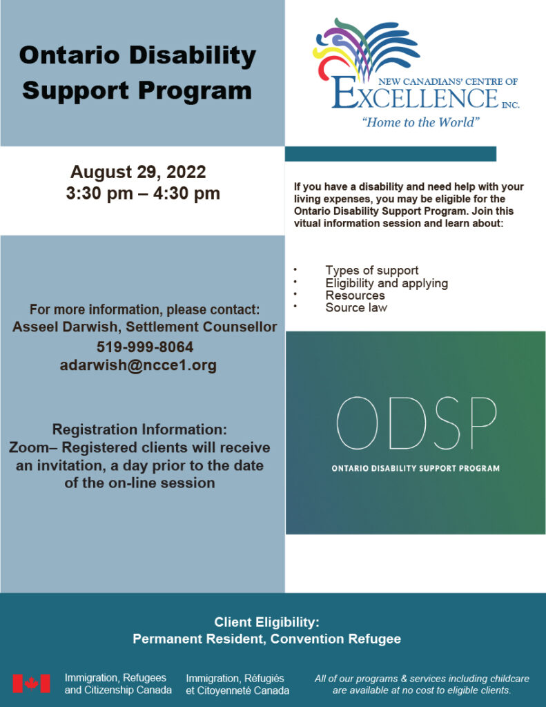 Ontario Disability Support Program New Canadians' Centre of