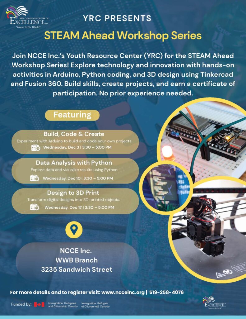 STEAM Ahead Workshop Series @ NCCE Inc. Windsor-WEST Branch | Windsor | Ontario | Canada