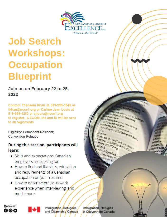 Job Search Workshops: Occupation Blueprint flyer